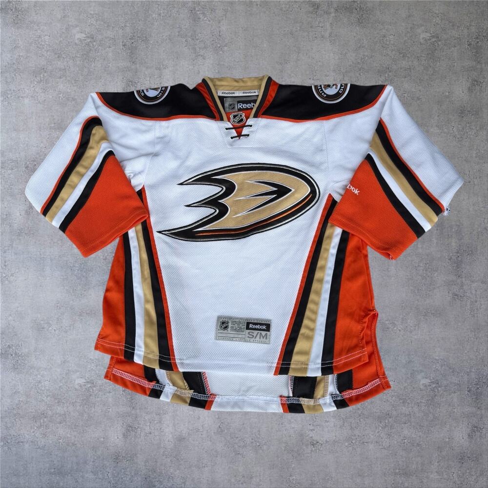 Reebok Anaheim Ducks NHL Hockey Jersey White Youth S/M Small Medium Blank